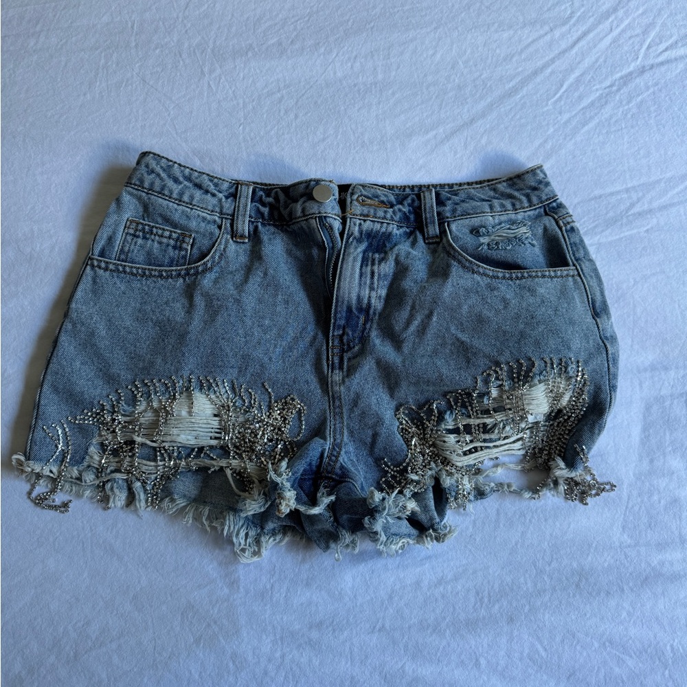 Distressed Denim Shorts